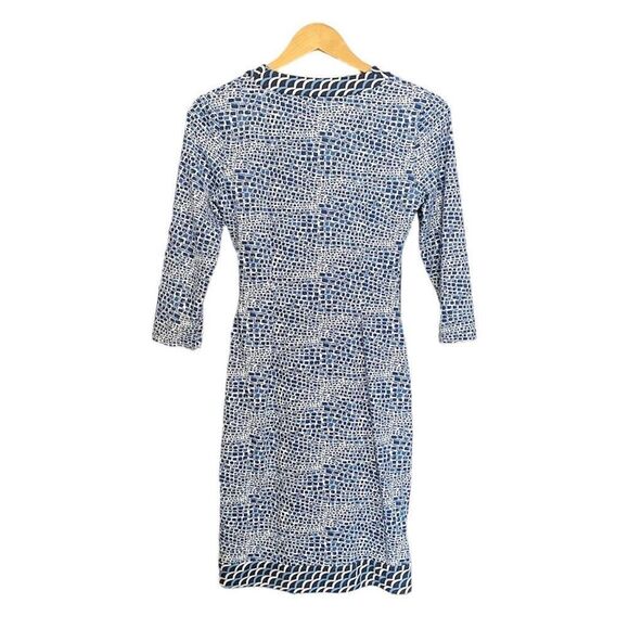 J. McLaughlin Faux Wrap Catalina Cloth Blue White Dress Size XSmall - Picture 2 of 6